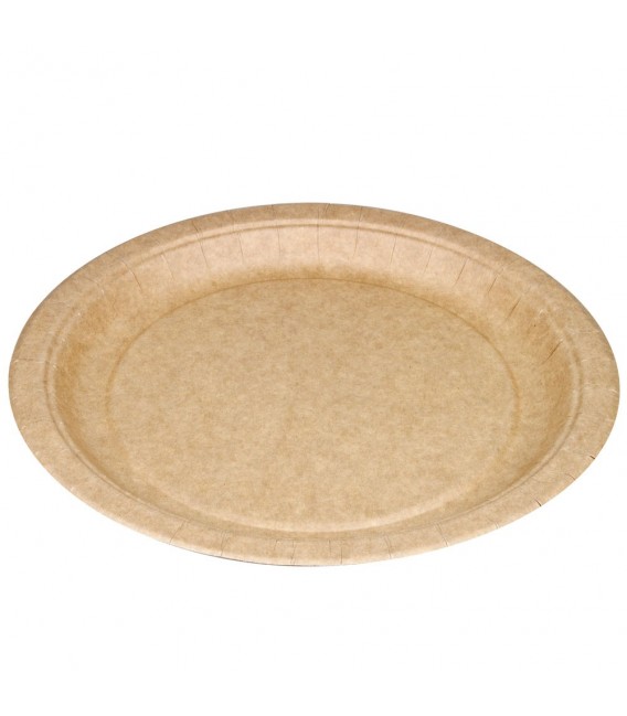 Platos Biodegradables de Cartón Kraft 23cm
