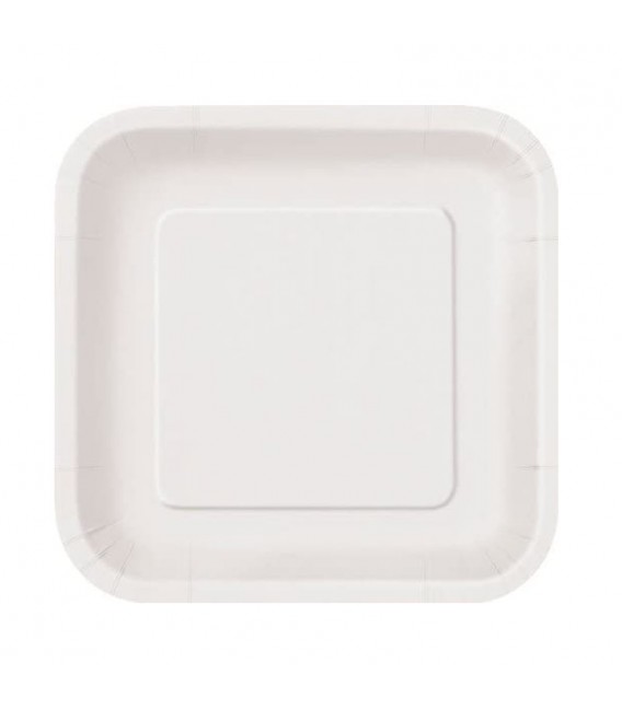 Platos Biodegradables de Cartón Cuadrados Blancos 26cm