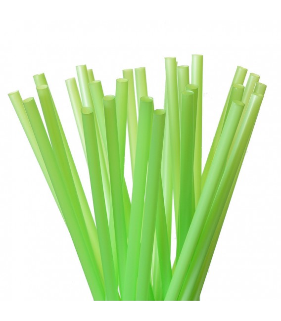 Pajitas Biodegradables Rectas Verdes de PLA Ø6mm x 23cm