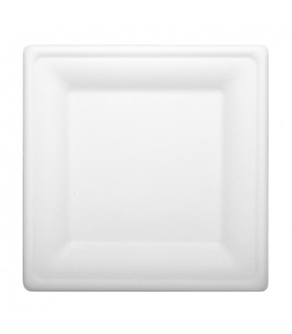 Platos Biodegradables de Caña de Azúcar Cuadrados 17cm