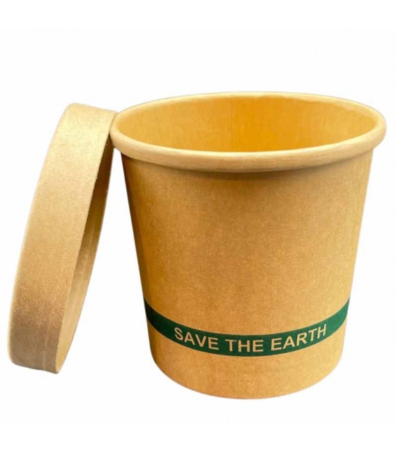 Tarrinas de Cartón Kraft con Tapas 360ml