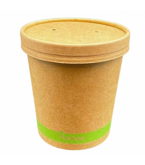 Tarrinas de Cartón Kraft con Tapas 480ml