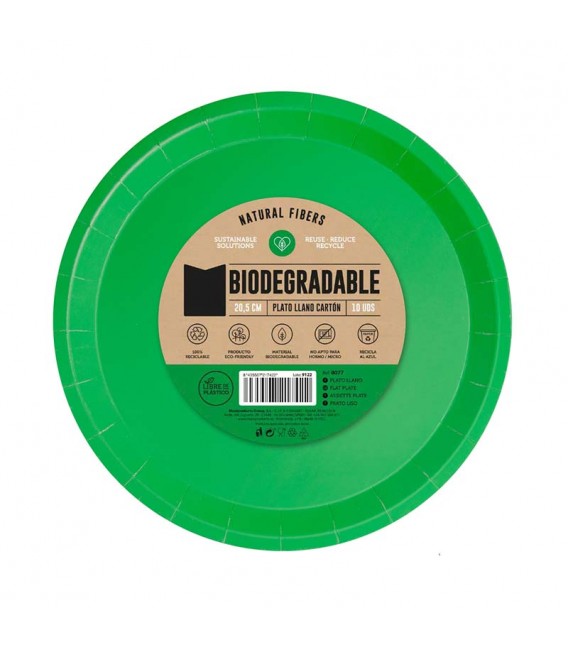 Platos Biodegradables de Cartón Verdes 20,5cm
