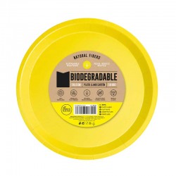 Platos Biodegradables de Cartón Amarillos 20,5cm