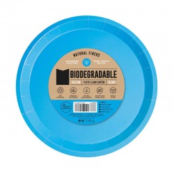 Platos Biodegradables de Cartón Azules 20,5cm