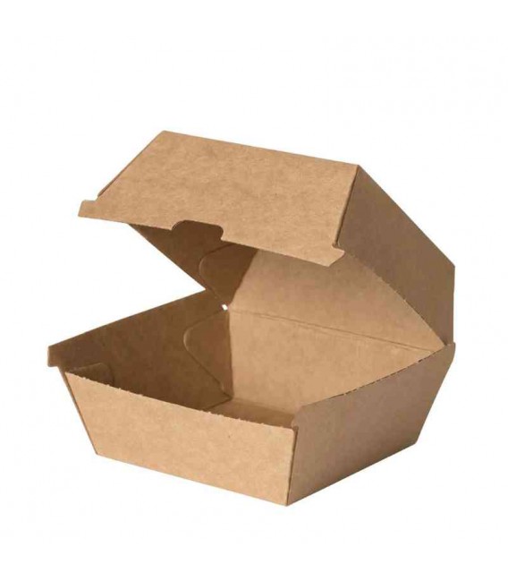 Envases de Cartón Microcanal Kraft para Hamburguesas 13,5x12,5x8,5cm