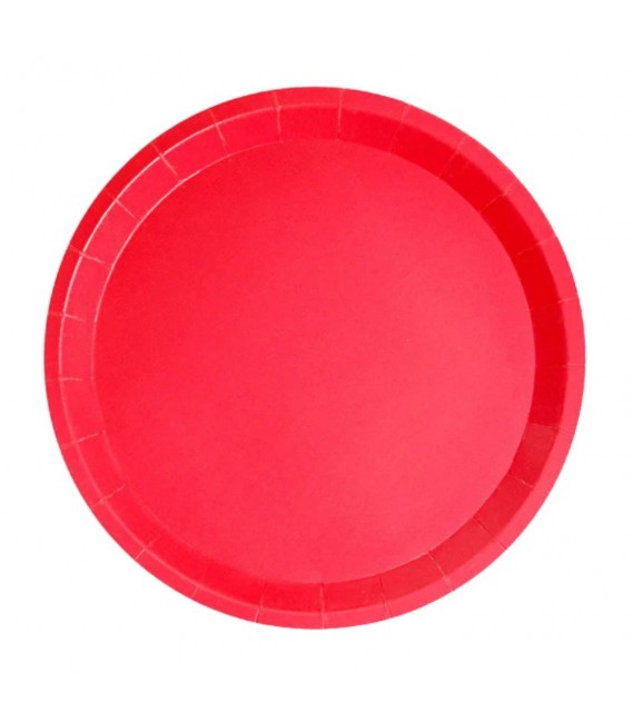 Platos Biodegradables de Cartón Rojos 20,5cm