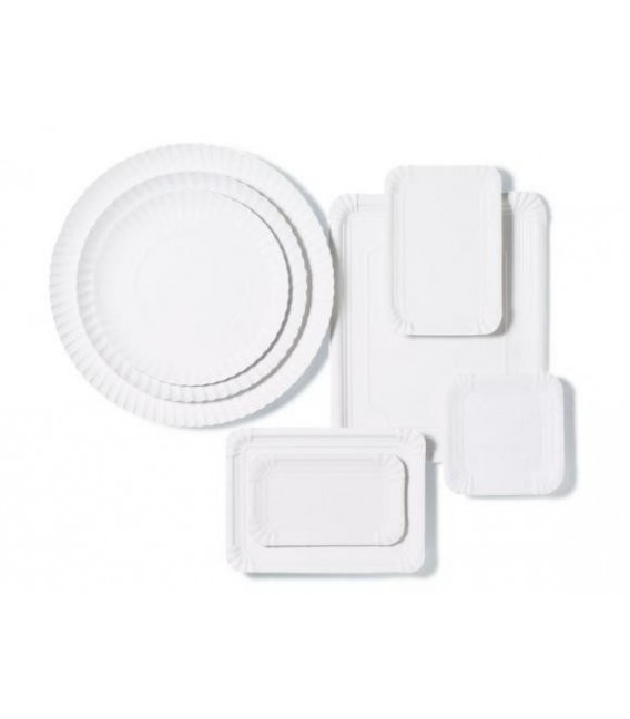 Bandejas de Cartón Rectangular Blancas 22x28cm