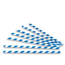 Pajitas de Papel Biodegradables Rectas Azules y Blancas Ø6mm x 20cm