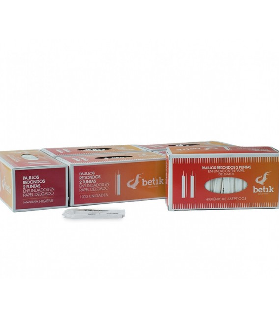 Palillos Redondos 2 Puntas Enfundados en Papel 65mm
